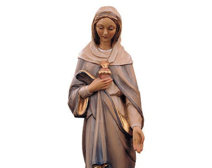 Statue of Our Lady of the Sacred Heart of Mary in Val Gardena Wood ...