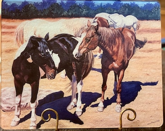 8x11" Tempered Glass cutting board "Zion Horses" direct from the artist Carrie Simpson Petty #stonehousetubac