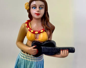 ハワイアンダッシュボードフラドール、手描き、ナチュラルスカート付き