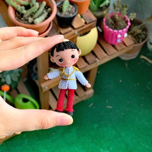 Amigurumi Miniature Prince Charming , Miniature Charming, Handmade Knitted , Crochet Doll (7cm)