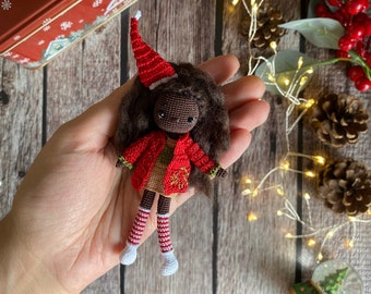 Amigurumi Miniature Riri Doll, Christmas Doll, Handmade Knitted , Crochet Doll  (10cm)