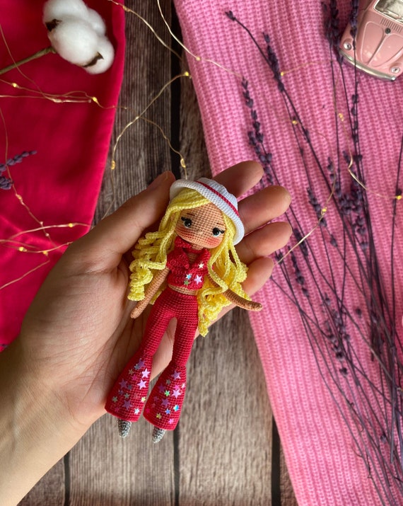 Amigurumi Miniature Barbie Handmade Knitted Crochet Doll 13cm