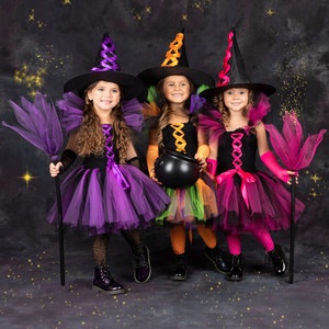 Witch Toddler Kids Girls Halloween Fancy Dress Party Costume Outfit&Hat Cosplay 