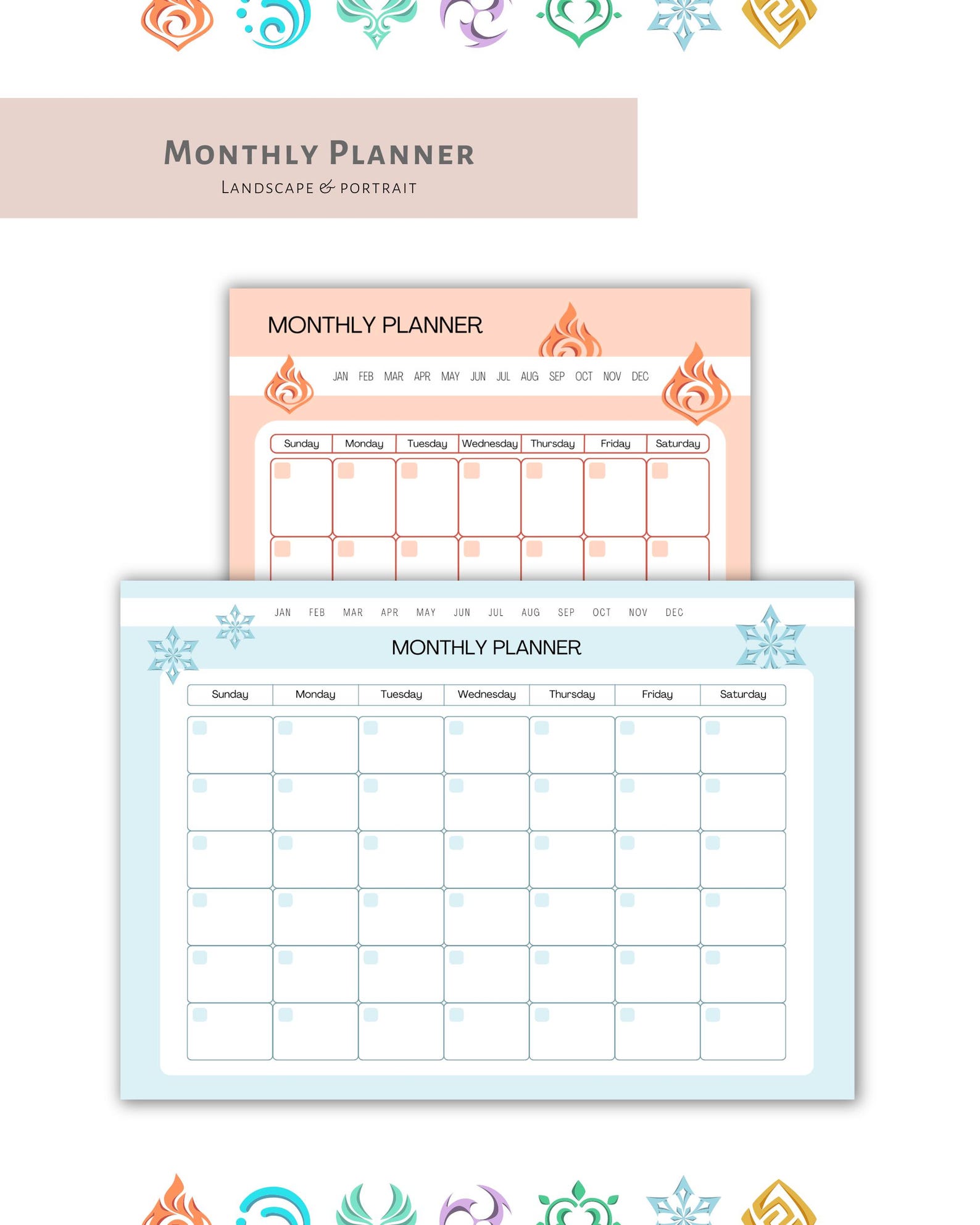 Printable Planner Genshin Impact Monthly Planner A4 A5 Letter Genshin ...