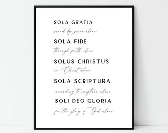 Sola Gratia Print, The 5 Solas, Reformed, Bible Verse, Wall Art, Digital Print, Wall Art, Print, Poster, Decor, Minimalist, Modern