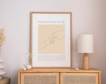 Psalm 139 Bible Verse | Fearfully and Wonderfully Made | Christian Scripture Poster Decor | Nursery Bible Verse | Scripture Wall Art