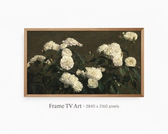 フレーム TV アート | ビンテージ春の花の静物画 | バラのデジタルダウンロード | TV 壁紙