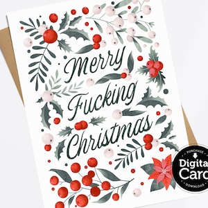Imprimable Merry Fucking Christmas Card, Adult Greetings Friends, Coworker Télécharger