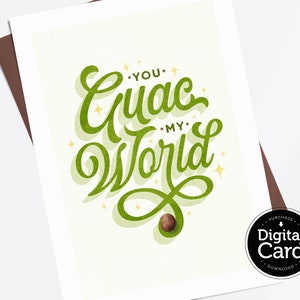 IMPRIMÍVEL Cartão You Guac My World, aniversário, download digital do Dia dos Namorados