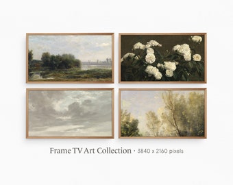 フレーム TV アート | サマー ヴィンテージ コレクション バンドル II | ヴィンテージ カントリー ランドスケープと植物の静物画 | デジタル ダウンロード