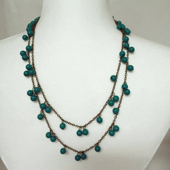 Turquoise Beaded Necklace Southwestern Gold Tone … - image 10