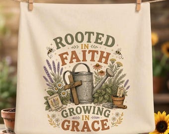 Rooted in Faith Growing in Grace PNG Rustic Wood Cross Botanical Garden Christian Sublimation Design Religious Gift Artwork Digital Download
