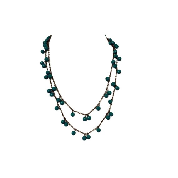 Turquoise Beaded Necklace Southwestern Gold Tone … - image 2