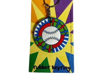 Baseball Keychain Keyring Christian Religious Softball Charm Key Ring Red White Blue Green Boys Girls Child Unisex Keychain Vintage