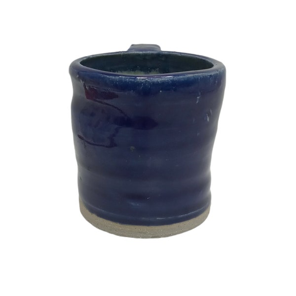 Art Deco Mexican Pottery Mug Unique Shape Signed Sasha Heavy Blue Mission Style Perfectly Imperfect Rustic Mexican Style Pottery Mug Vase