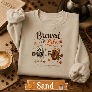 Coffee Sweatshirt Unisex Fall Crewneck Perfect Gift Coffee Lover Autumn Cozy Apparel Illustrated Coffee Bean Stick Figure Food Design Cute Characters Brewed To Life Theme Seasonal Comfort Wear Soft Midweight Fabric Barista Gift Idea Warm Casual Clothing Enthusiast Christian Women Christian Men Apparel