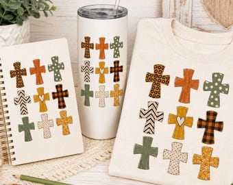 Croci rustiche PNG Croce cristiana invecchiata Clipart Fede occidentale Sublimazione Amante di Gesù Download digitale Country Buffalo Plaid Autunno