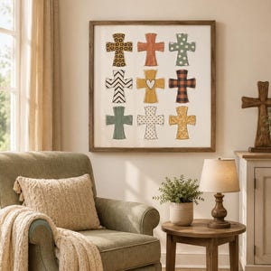 Autumn Faith Artwork Christian Cross Religious PNG Graphics Sublimation Design Collection Leopard Print Cross Buffalo Plaid Pattern Rustic Western Style Country Gospel Clipart Digital Download Instant Access Mustard Yellow Burnt