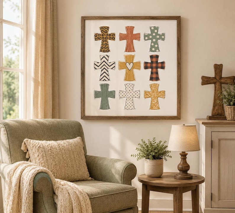 Autumn Faith Artwork Christian Cross Religious PNG Graphics Sublimation Design Collection Leopard Print Cross Buffalo Plaid Pattern Rustic Western Style Country Gospel Clipart Digital Download Instant Access Mustard Yellow Burnt