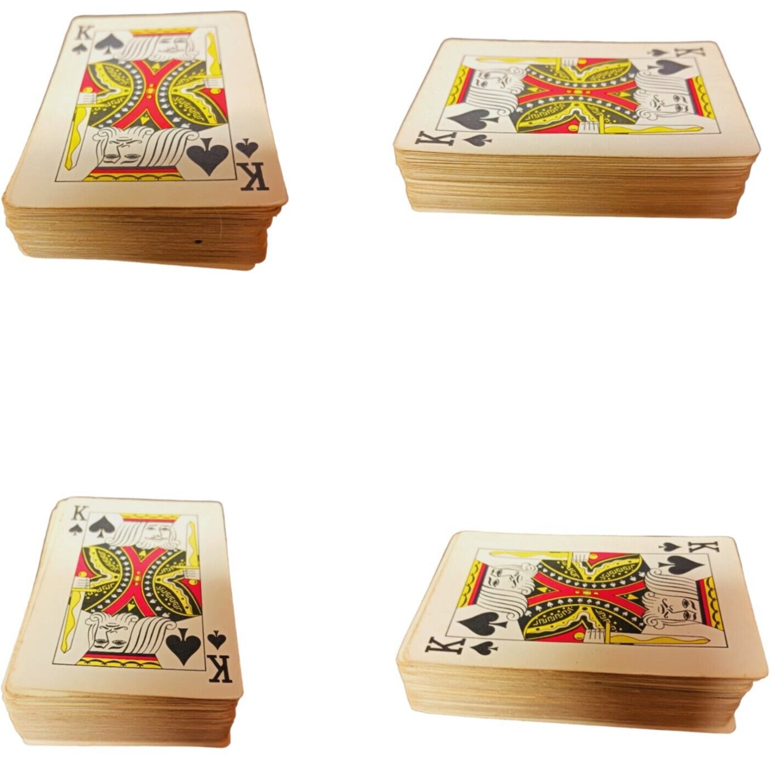 2 Deck Playing Card Wooden Storage Box King & Queen of Hearts Motif on Lid Original Cards