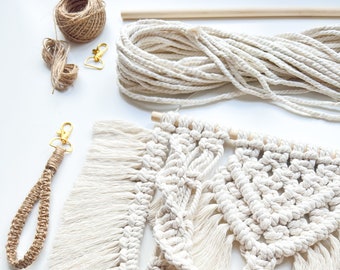 APRENDER MACRAME con kit y taller online: crea tu propio tapiz de pared y un llavero