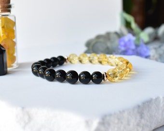 Citrine & Obsidian Bracelet - Grounding Bracelet Energy Bracelet Protection Bracelet Wealth Money Bracelet Success Bracelet Truth Bracelet