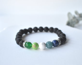 Pulsera MLM Pulsera de piedras preciosas de roca de lava - Pulsera del Orgullo Gay Sutil Pulsera del Orgullo MLM Linda Joyería MLM Regalo del Mes del Orgullo Pulsera de Hombres Gay