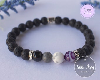 Asexual Bracelet Zodiac Sign Bracelet - Lava Rock Ace Pride Bracelet Cute Asexual Gift Subtle Asexual Subtle Ace Bracelet Asexual Fashion