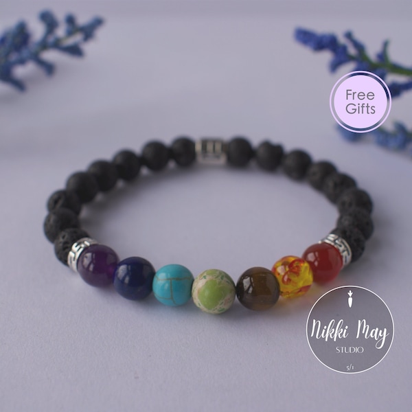 Chakra Zodiac Bracelet - Lava Rock Gemstone Bracelet Chakra Jewelry, Chakra Bracelet, 7 Chakra Stones, Spiritual Jewelry, Cute Root Chakra