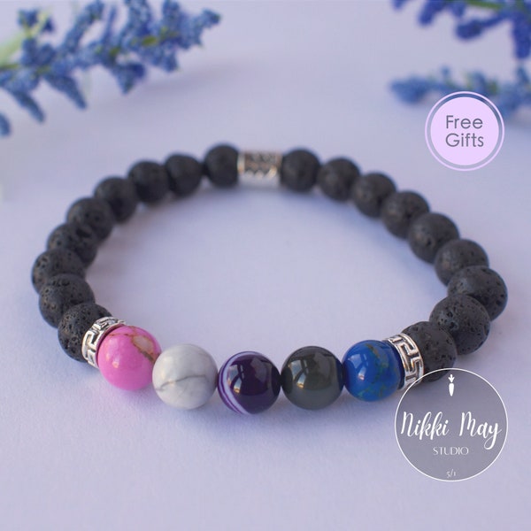 Genderfluid Bracelet Zodiac Sign Bracelet Lava Rock Gemstone Bracelet Subtle Genderfluid Pride Bracelet Cute Queer Gender Fluid Bracelet