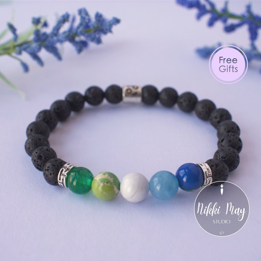 MLM Bracelet Zodiac Sign Bracelet Lava Rock Gemstone Bracelet Gay Pride