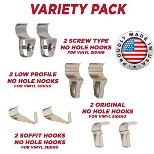 No-Hole Hooks Für Vinyl-Verblendung – 4 Stück, Edelstahl, Bis 2,7 Kg Belastung (Low Profile)