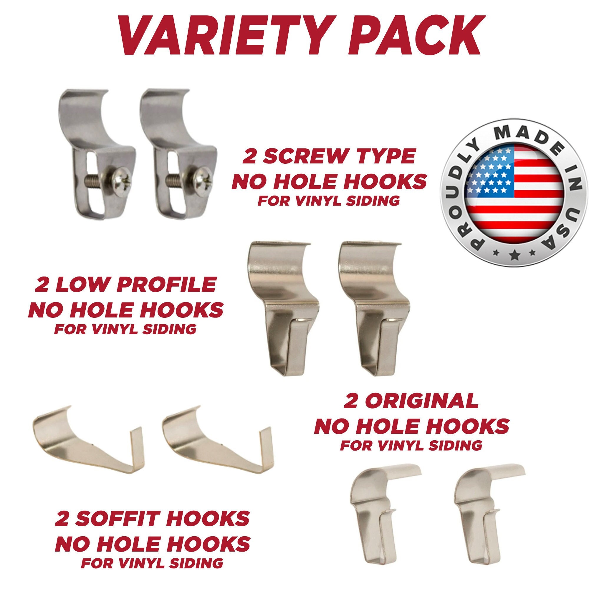 8 PACK JMT No Hole Vinyl Siding Hook Hangers Variety Pack, Outdoor Hook,  Siding Hanger, Patio Hooks, Siding Clip, Decorative Hanger -  Finland