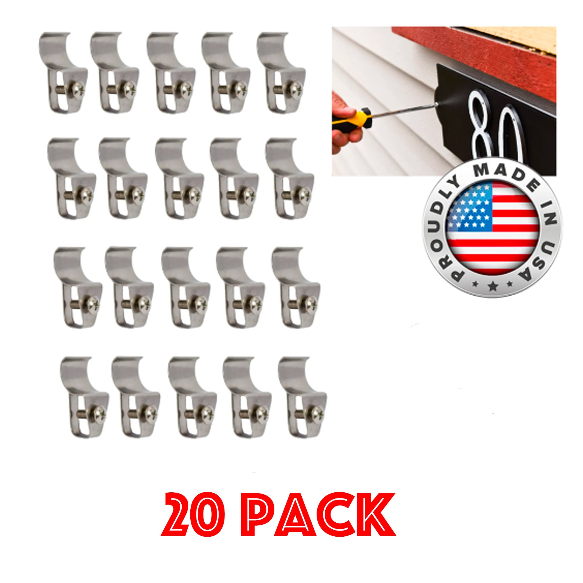 20 PC -Screw Style JMT Vinyl Siding Hook Hangers, Outdoor Hook, Siding Hanger, Security Camera Siding Mount, Siding Clip