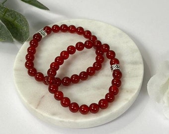 Red Agate Bracelet (Handmade) Natural Gemstone Birthday Gift Mothersday Valentine Christmas Girlfriend