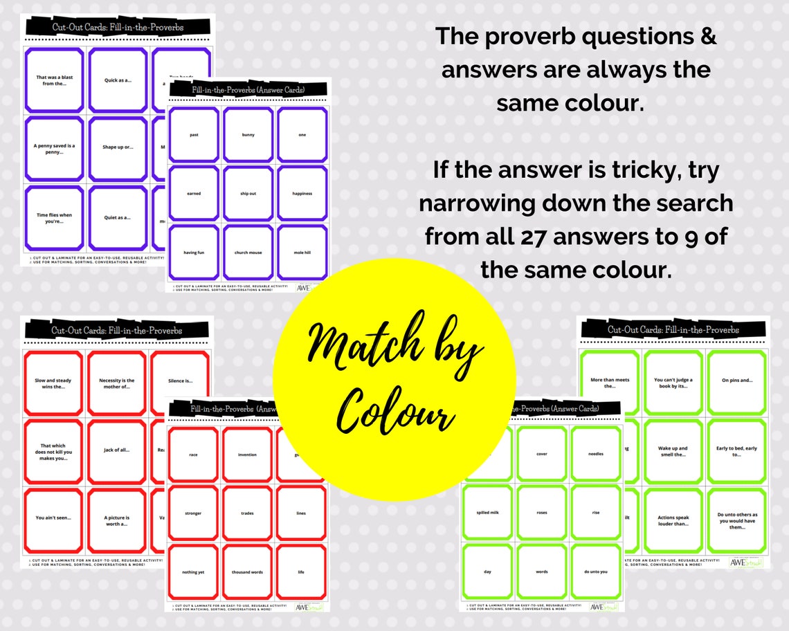 Word Game, Fill in the Blanks, Printable PDF, Instant Download, Cut Out ...