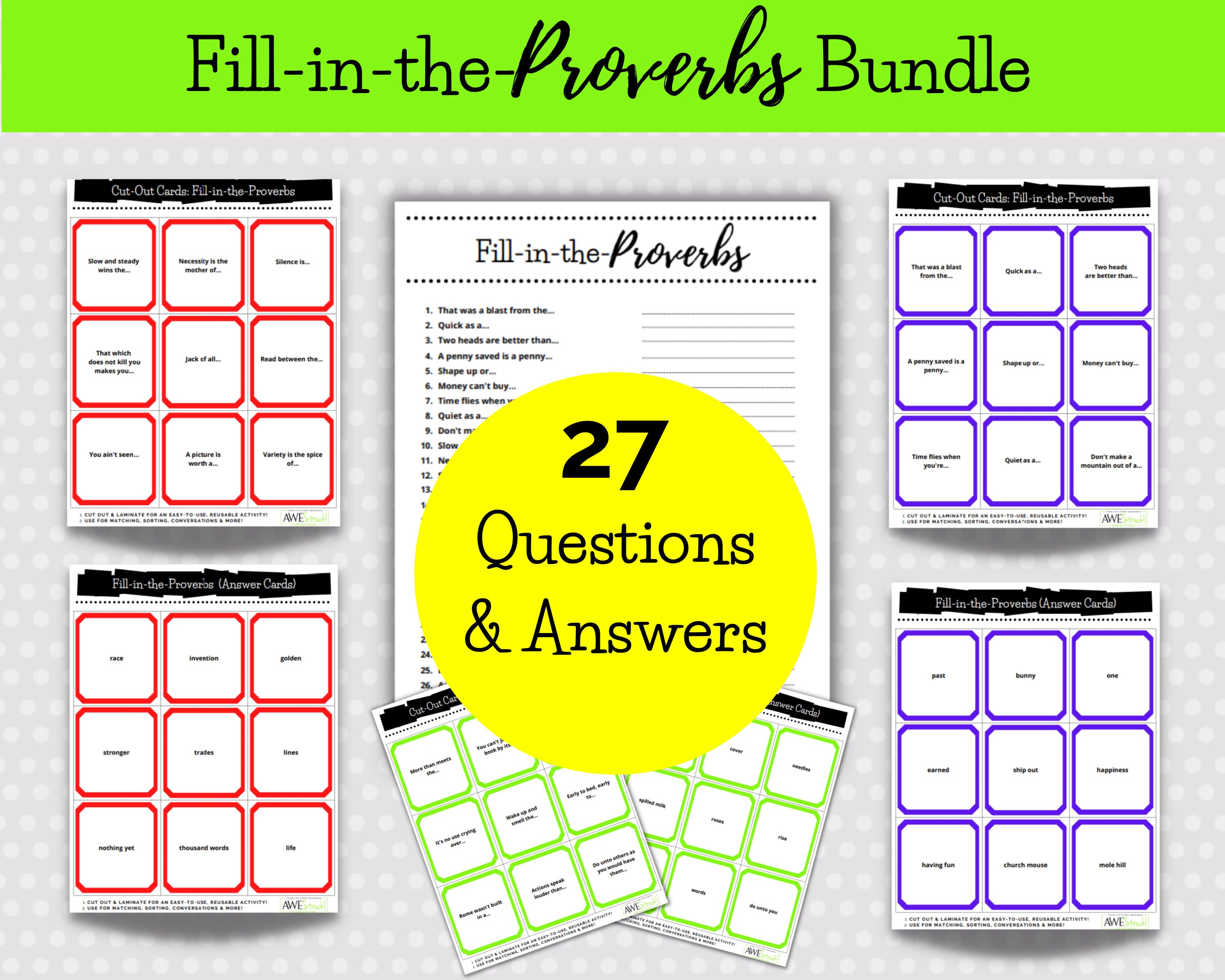Word Game, Fill in the Blanks, Printable PDF, Instant Download, Cut Out ...