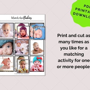 Sorting and Matching Game, Dementia Activities, Digital Download, Montessori Printable Cards, Baby Edition image 2