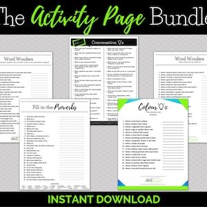 The Activity Page Bundle, Cleanable Activities, Printable PDF, Instant Download, Brain Games, Life Story Work, Conversation Starters
