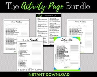 The Activity Page Bundle, Cleanable Activities, Printable PDF, Instant Download, Brain Games, Life Story Work, Conversation Starters