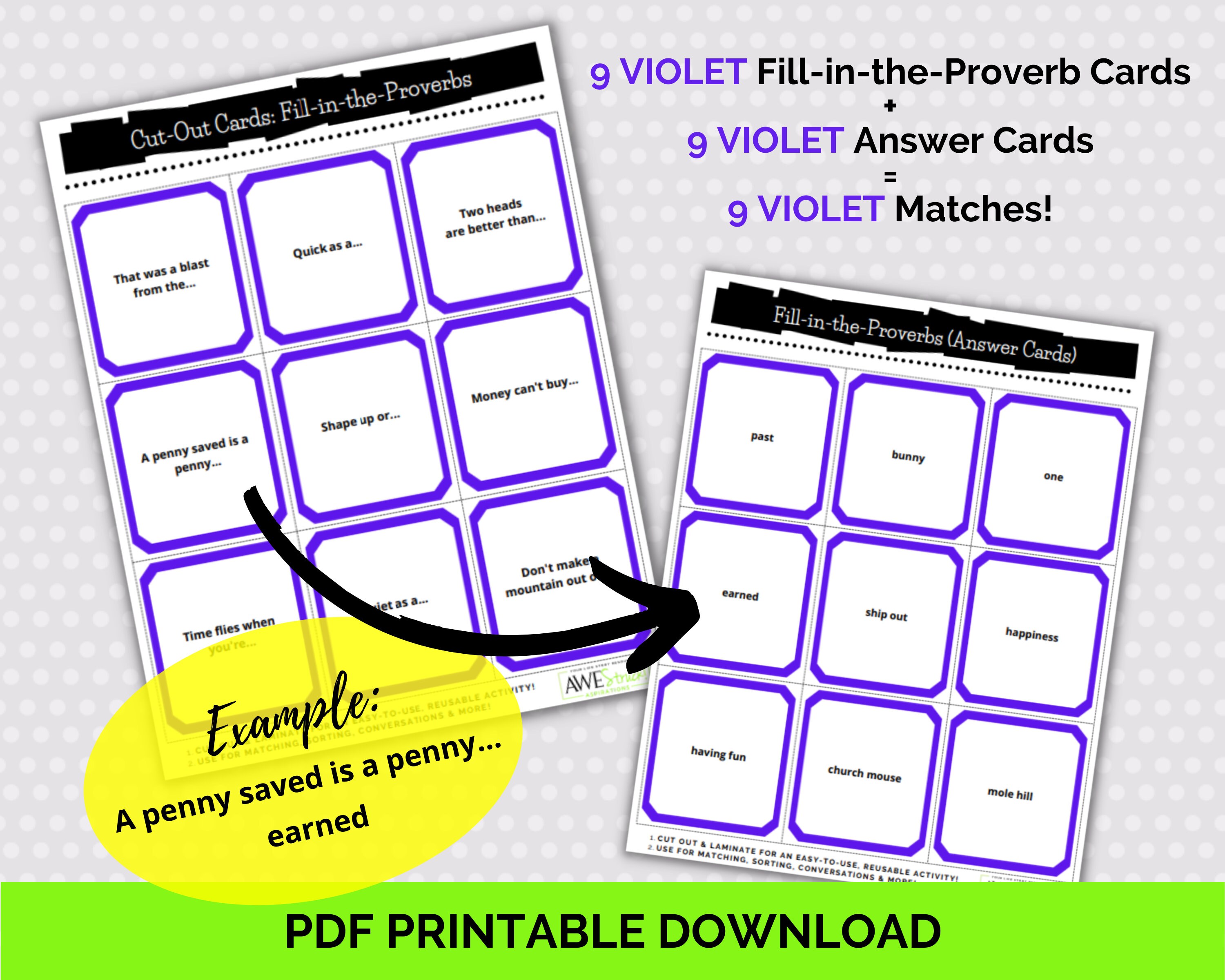 Word Game, Fill in the Blanks, Printable PDF, Instant Download, Cut Out ...