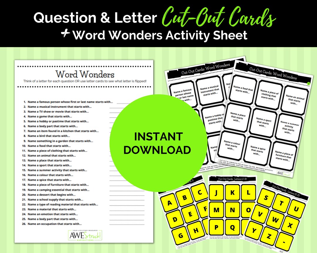 Word Games, Dementia Brain Games, Instant Download, Printable PDF