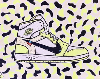 Yellow Off White Air Jordan Original Painting