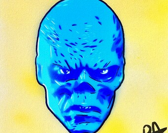 Marvel Red Skull Blue Variant Pop Art Original Painting