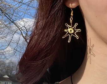 Aesthetic Sun and Moon Wire Earrings