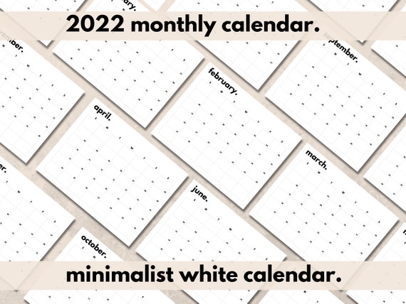 2022 printable calendar 2022 wall calendar printable pdf etsy