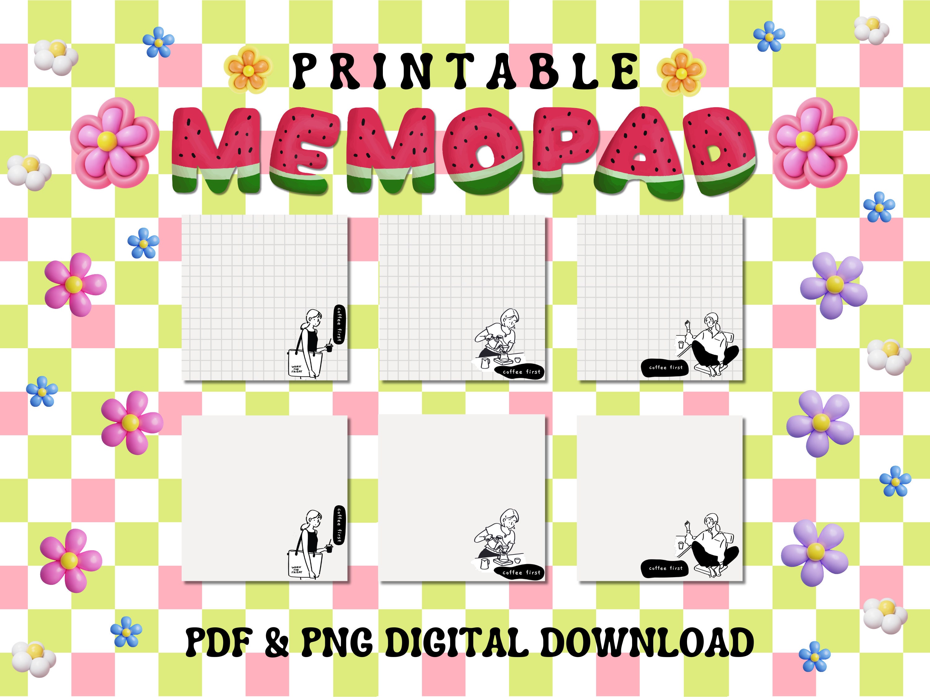 Printable Memo Pad, Printable Memo Sheets, Digital Download, Journal Sheet, Planner Notes ...