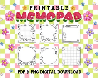 Printable Memo Pad, Printable Memo Sheets, Digital Download, Journal Sheet, Planner Notes, Watercolor Illustration, Minimal Planner Cards
