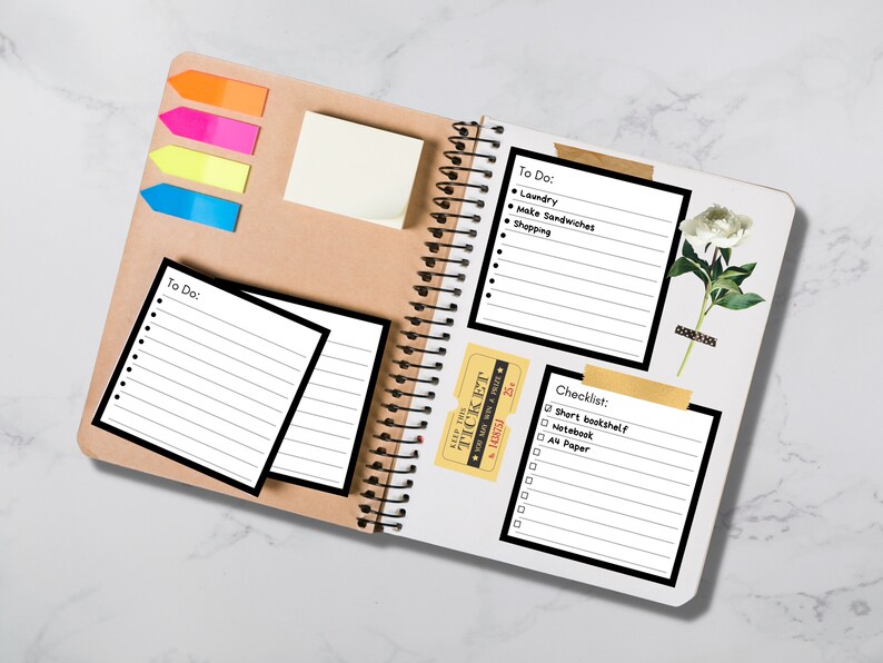 Printable Memo Pad, Printable Memo Sheets, Digital Download, Journal Sheet, Planner Notes, Black ...