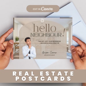 Cartolina di marketing immobiliare per agente immobiliare, trova potenziali venditori, cartolina postale per l'agricoltura, aiuta gli acquirenti a trovare una casa, modello Canva